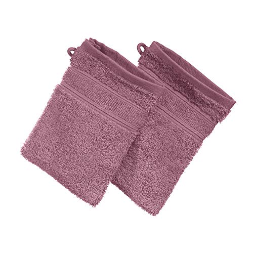 Erwin Müller Waschhandschuh Karlsruhe 2er- Pack 100% Baumwolle Mauve Größe 15x21 cm - extrem saugstark, leicht, flauschig weich, hautschmeichelnd (weitere Farben) von Erwin Müller