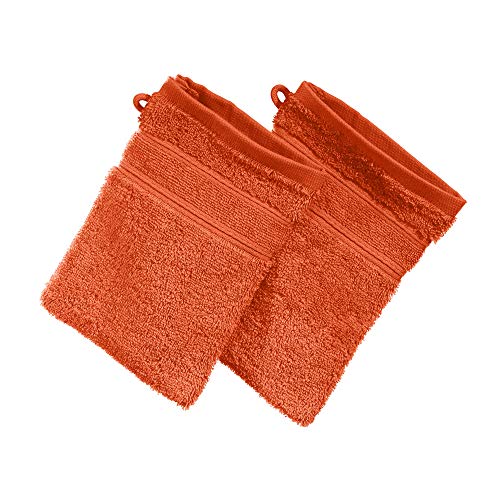 Erwin Müller Waschhandschuh Karlsruhe 2er- Pack 100% Baumwolle Terra Größe 15x21 cm - extrem saugstark, leicht, flauschig weich, hautschmeichelnd (weitere Farben) von Erwin Müller
