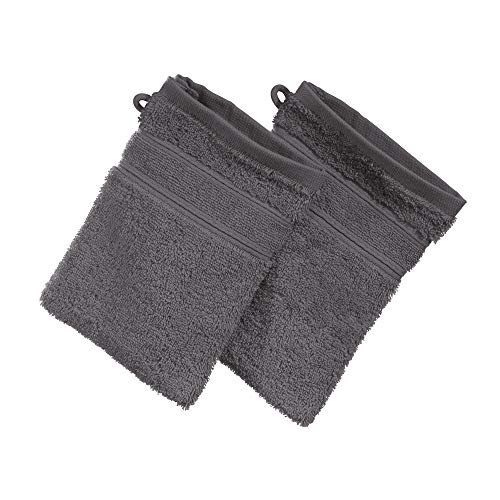 Erwin Müller Waschhandschuh Karlsruhe 2er- Pack 100% Baumwolle anthrazit Größe 15x21 cm - extrem saugstark, leicht, flauschig weich, hautschmeichelnd (weitere Farben) von Erwin Müller
