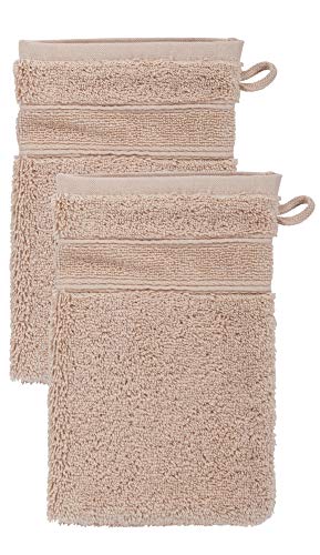 Erwin Müller Waschhandschuh Karlsruhe 2er- Pack 100% Baumwolle beige Größe 15x21 cm - extrem saugstark, leicht, flauschig weich, hautschmeichelnd (weitere Farben) von Erwin Müller