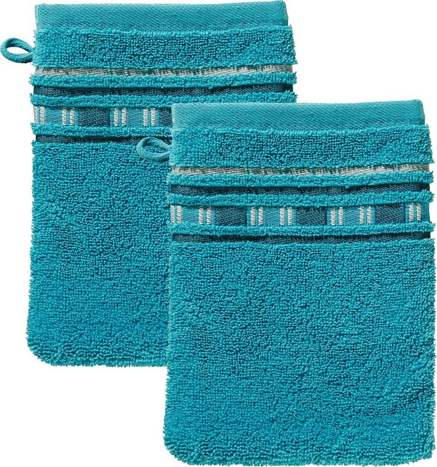 Erwin Müller Waschhandschuh Waschhandschuh "Achern" 2er-Pack, Frottier, Walk-Frottier Uni von Erwin Müller