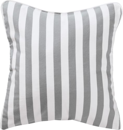 Erwin Müller Wende-Kuschelkissenbezug Edelflanell Streifen Silber-weiß Größe 40x40 cm - flauschig weich, angenehme Wärme, temperaturausgleichend, pflegeleicht, mit Reißverschluss von Erwin Müller