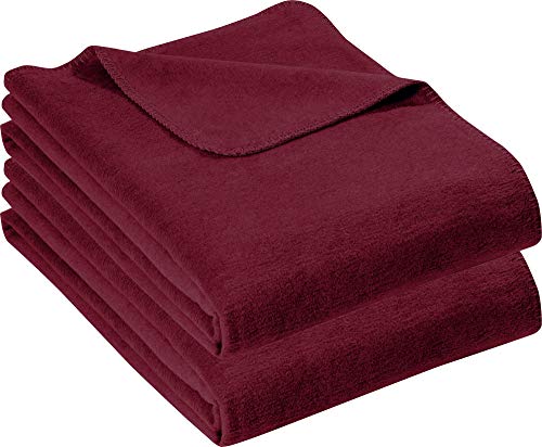 Erwin Müller Wohndecke Brescia 2er-Pack Baumwolle Bordeaux Größe 150x220 cm von Erwin Müller