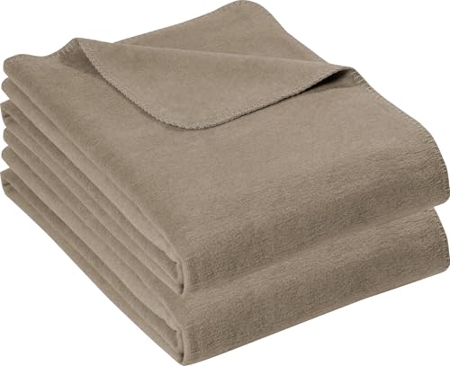 Erwin Müller Wohndecke Brescia 2er-Pack Uni Taupe Größe 100x150 cm - schmuseweicher Flor, mollig warm und temperaturausgleichend von Erwin Müller