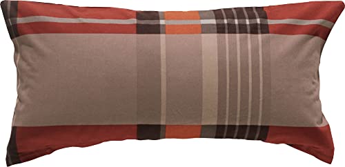 Erwin Müller Zusatz-Kissenbezug, Kissenhülle Flanell Karo rot-braun Größe 40x80 cm -pflegeleicht, bügelleicht, 100% Baumwolle, mit Reißverschluss (weitere Größen) von Erwin Müller