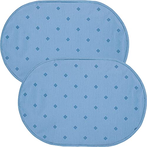Erwin Müller abwaschbares Tischset, Platzset 2er-Pack Neuss im Rautendesign blau Größe oval: 35x50 cm - acrylversiegeltes Gewebe für leichtes Wischen von Erwin Müller