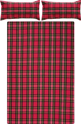 Erwin Müller warme Bettwäsche Flanell buntgewebt rot Größe 40x80 cm / 200x240 cm - hautsympathisch, atmungsaktiv, samtweich, 100% Baumwolle, mit Knopfverschluss von Erwin Müller