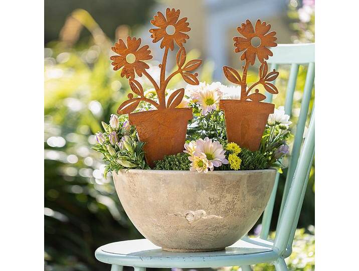 Gartenstecker Blume im Topf im 2er-Set von Erwin Müller