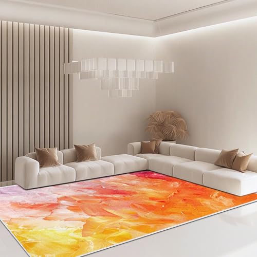 Waschbarer, moderner abstrakter Teppich, für Wohnzimmer, bunt, weich, Kunstwolle, niedriger Flor, rutschfester Teppich für Kinderzimmer, Büro, Eingang, Küche, Zuhause, Büro von Erwinmu