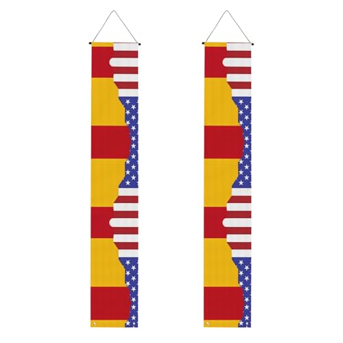 American Spain Flag Print Welcome Hanging Banner, Vertical Flags Party Veranda Sign, for Indoor Outdoor Decor, 71 x 12 Zoll von Erwqavc