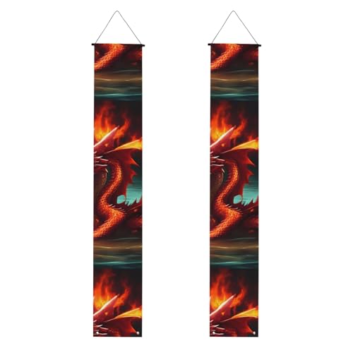 Drachenkönig im Feuer-Druck, Willkommensbanner zum Aufhängen, vertikale Flaggen, Party-Veranda-Schild, für Innen- und Außenbereich, 180 x 30 cm Drachenkönig im Feuer-Druck, Willkommensbanner zum Aufhängen, vertikale Flaggen, Party-Veranda-Schild, für Innen- und Außenbereich, 180 x 30 cm von Erwqavc
