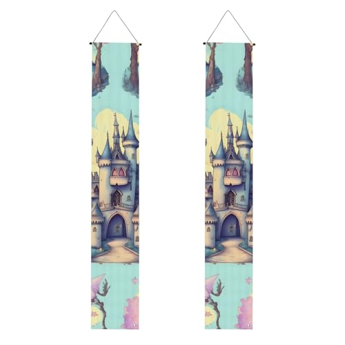 Fairytale Castle Print Welcome Hanging Banner, Vertical Flags Party Veranda Schild, für Innen- und Außenbereich, Dekoration, 180 x 30 cm Fairytale Castle Print Welcome Hanging Banner, Vertical Flags Party Veranda Schild, für Innen- und Außenbereich, Dekoration, 180 x 30 cm von Erwqavc