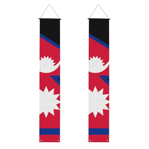 Flagge von Nepal Print Welcome Hanging Banner, vertikale Flaggen Party Veranda Schild, für Innen- und Außenbereich, Dekoration, 180 x 30 cm von Erwqavc