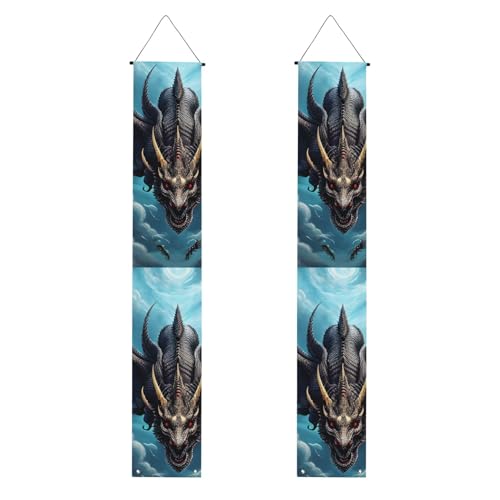 Flying Dragon Print Welcome Hanging Banner, Vertical Flags Party Veranda Sign for Indoor Outdoor Decor, 71 x 12 Zoll Flying Dragon Print Welcome Hanging Banner, Vertical Flags Party Veranda Sign for Indoor Outdoor Decor, 71 x 12 Zoll von Erwqavc