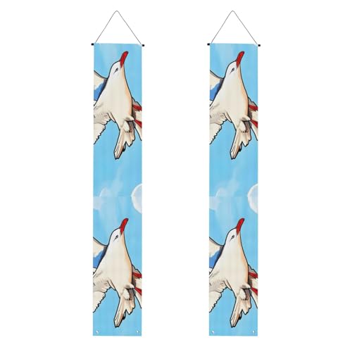 Flying Seagulls Print Welcome Hanging Banner, Vertical Flags Party Veranda Sign for Indoor Outdoor Decor 71 x 12 Zoll von Erwqavc