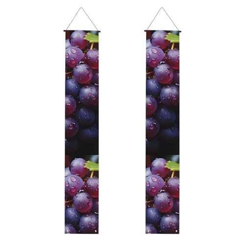 Fresh Grapes Print Willkommensbanner zum Aufhängen, vertikale Flaggen, Party-Veranda-Schild, für Innen- und Außenbereich, Dekoration, 180 x 30 cm von Erwqavc
