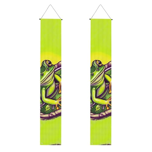 Frosch im Teich Druck Willkommensbanner zum Aufhängen, vertikale Flaggen, Party-Veranda-Schild, für Innen- und Außenbereich, Dekoration, 180 x 30 cm Frosch im Teich Druck Willkommensbanner zum Aufhängen, vertikale Flaggen, Party-Veranda-Schild, für Innen- und Außenbereich, Dekoration, 180 x 30 cm von Erwqavc