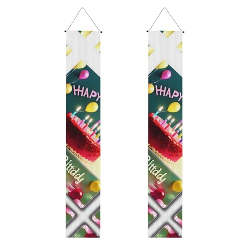 Happy Birthday Beautiful Print Welcome Hanging Banner, Vertical Flags Party Veranda Sign for Indoor Outdoor Decor, 71 x 12 Zoll von Erwqavc