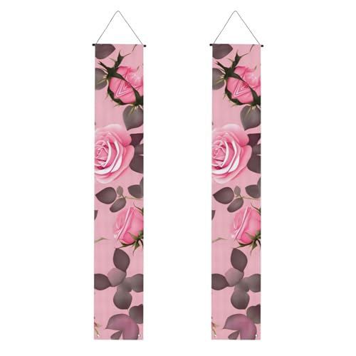 Hübsches rosa Rosen-Druck, Willkommensbanner zum Aufhängen, vertikale Flaggen, Party-Veranda-Schild, für Innen- und Außenbereich, 180 x 30 cm Hübsches rosa Rosen-Druck, Willkommensbanner zum Aufhängen, vertikale Flaggen, Party-Veranda-Schild, für Innen- und Außenbereich, 180 x 30 cm von Erwqavc