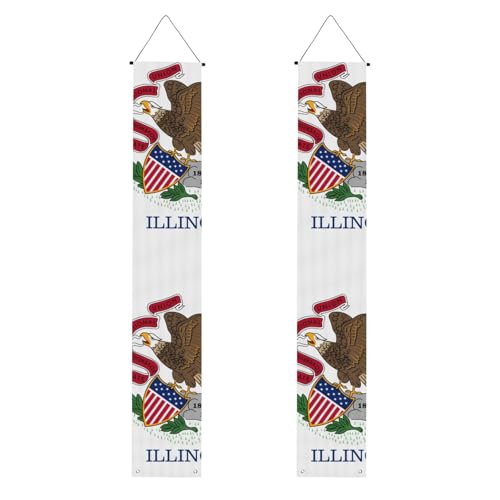 Illinois State Flag Print Welcome Hanging Banner, Vertical Flags Party Veranda Sign, for Indoor Outdoor Decor, 71 x 12 Zoll Illinois State Flag Print Welcome Hanging Banner, Vertical Flags Party Veranda Sign, for Indoor Outdoor Decor, 71 x 12 Zoll von Erwqavc