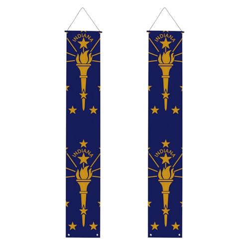 Indiana State Flag Print Welcome Hanging Banner, Vertical Flags Party Veranda Schild, für Innen- und Außenbereich, Dekoration, 180 x 30 cm von Erwqavc
