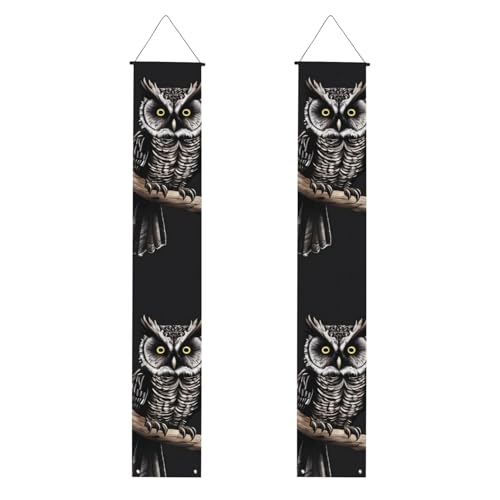 Late Night Owl Print Welcome Hanging Banner, Vertical Flags Party Veranda Sign for Indoor Outdoor Decor, 71 x 12 Zoll von Erwqavc