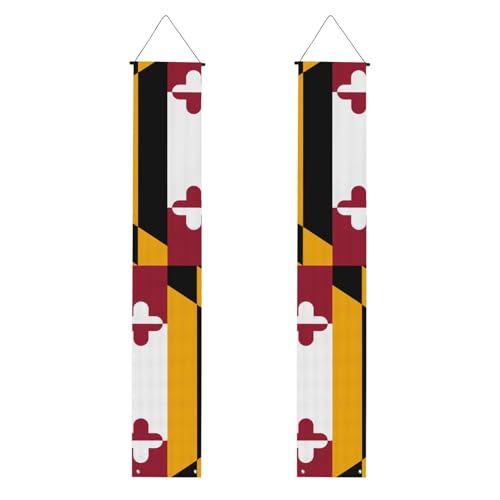 Maryland State Flag Print Welcome Hanging Banner, Vertical Flags Party Veranda Sign, for Indoor Outdoor Decor, 71 x 12 Zoll von Erwqavc
