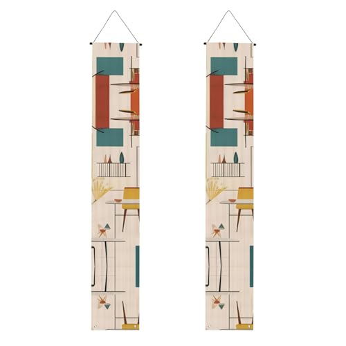 Mid Century Modernes Willkommensbanner zum Aufhängen, vertikale Flaggen, Party-Veranda-Schild, für Innen- und Außenbereich, 180 x 30 cm von Erwqavc