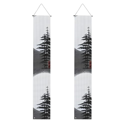 Moon Pine Tree Print Welcome Hanging Banner, Vertical Flags Party Veranda Sign, for Indoor Outdoor Decor, 71 x 12 Zoll von Erwqavc