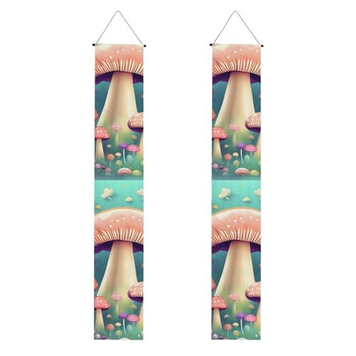 Pretty Little Mushrooms Print Welcome Hanging Banner, Vertical Flags Party Veranda Sign, for Indoor Outdoor Decor, 71 x 12 Inch von Erwqavc