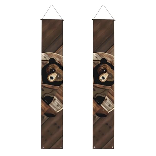 Rustikales Lodge-Bär-Aufdruck, Willkommensbanner, vertikale Flaggen, Party-Veranda-Schild, für Innen- und Außenbereich, Dekoration, 180 x 30 cm von Erwqavc