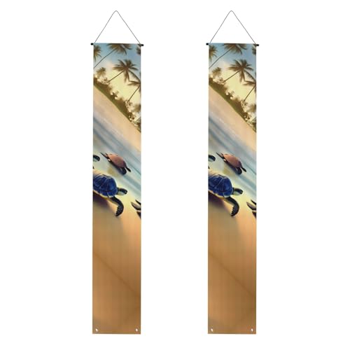 Schildkröten am Strand, Willkommensbanner zum Aufhängen, vertikale Flaggen, Party-Veranda-Schild, für Innen- und Außenbereich, 180 x 30 cm Schildkröten am Strand, Willkommensbanner zum Aufhängen, vertikale Flaggen, Party-Veranda-Schild, für Innen- und Außenbereich, 180 x 30 cm von Erwqavc