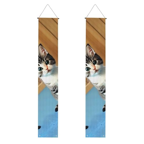 Schlafzimmer Kätzchen Druck Willkommen Hängendes Banner Vertikale Flaggen Party Veranda Schild für Innen- und Außenbereich, 180 x 30 cm von Erwqavc