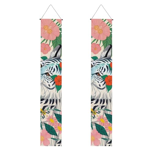 Süßes weißes Tiger-Druck, Willkommensbanner zum Aufhängen, vertikale Flaggen, Party-Veranda-Schild, für Innen- und Außenbereich, 180 x 30 cm Süßes weißes Tiger-Druck, Willkommensbanner zum Aufhängen, vertikale Flaggen, Party-Veranda-Schild, für Innen- und Außenbereich, 180 x 30 cm von Erwqavc