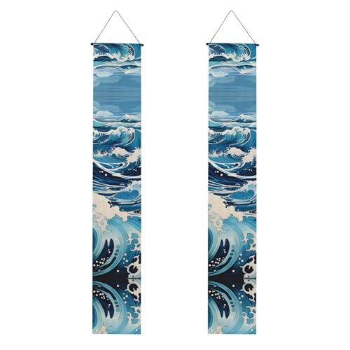 Ukiyo-e Stil Wellen Druck Willkommen Hängebanner, vertikale Flaggen Party Veranda Schild, für Innen- und Außenbereich, 180 x 30 cm Ukiyo-e Stil Wellen Druck Willkommen Hängebanner, vertikale Flaggen Party Veranda Schild, für Innen- und Außenbereich, 180 x 30 cm von Erwqavc