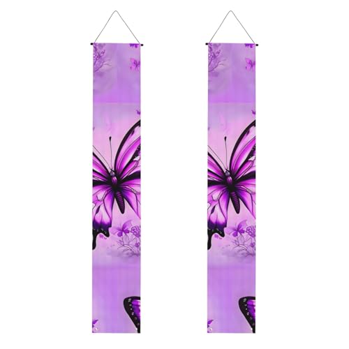 Violetter Schmetterlings-Druck, Willkommensbanner zum Aufhängen, vertikale Flaggen, Party-Veranda-Schild, für Innen- und Außenbereich, 180 x 30 cm Violetter Schmetterlings-Druck, Willkommensbanner zum Aufhängen, vertikale Flaggen, Party-Veranda-Schild, für Innen- und Außenbereich, 180 x 30 cm von Erwqavc