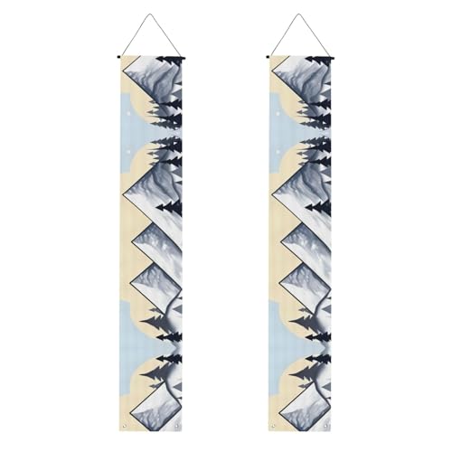 Weißes "Snowy Mountains"-Aufdruck, Willkommensbanner zum Aufhängen, vertikale Flaggen, Party-Veranda-Schild, für Innen- und Außenbereich, Dekoration, 180 x 30 cm von Erwqavc