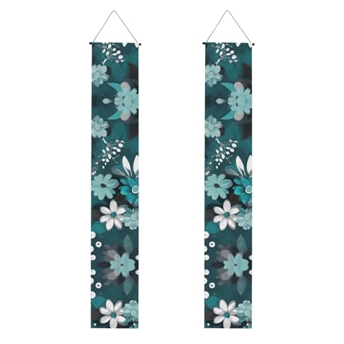 Willkommensbanner mit Blumendruck, vertikale Flaggen, Party-Veranda-Schild, für Innen- und Außenbereich, 180 x 30 cm, Blaugrün und Weiß Willkommensbanner mit Blumendruck, vertikale Flaggen, Party-Veranda-Schild, für Innen- und Außenbereich, 180 x 30 cm, Blaugrün und Weiß von Erwqavc