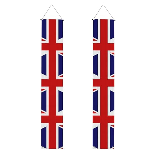 Willkommensbanner mit britischer Flagge, vertikale Flaggen, Party-Veranda-Schild, für Innen- und Außenbereich, 180 x 30 cm von Erwqavc