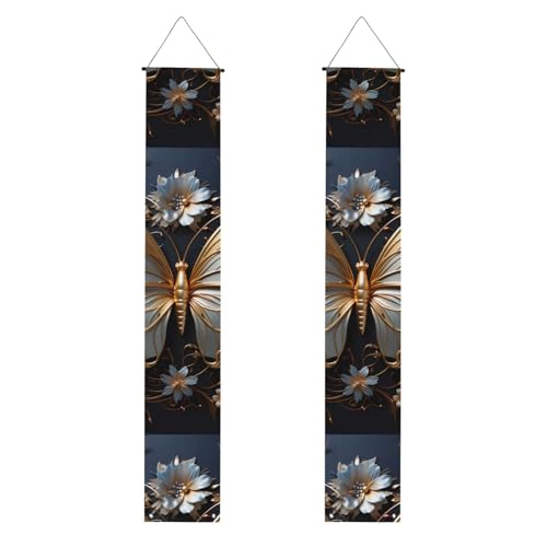 Willkommensbanner mit goldweißen Schmetterlingen, vertikale Flaggen, Party-Veranda-Schild, für Innen- und Außenbereich, 180 x 30 cm Willkommensbanner mit goldweißen Schmetterlingen, vertikale Flaggen, Party-Veranda-Schild, für Innen- und Außenbereich, 180 x 30 cm von Erwqavc