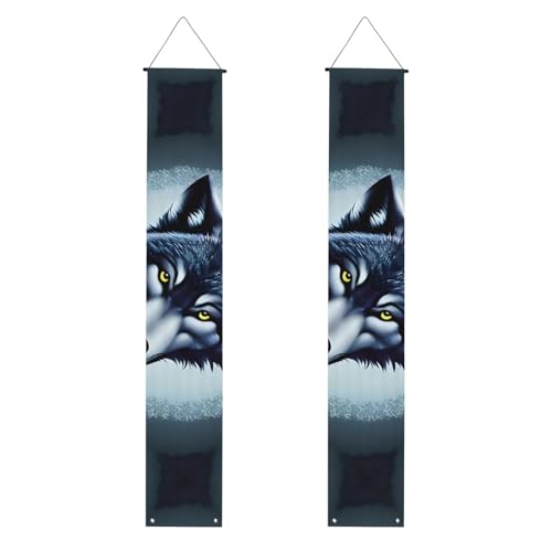 Willkommensbanner zum Aufhängen, Motiv: wilder Wolfskopf, vertikale Flaggen, Party-Veranda-Schild, für Innen- und Außenbereich, 180 x 30 cm Willkommensbanner zum Aufhängen, Motiv: wilder Wolfskopf, vertikale Flaggen, Party-Veranda-Schild, für Innen- und Außenbereich, 180 x 30 cm von Erwqavc