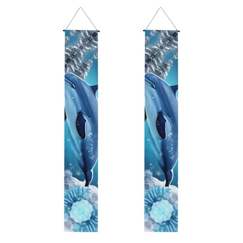 Winter der Delfin-Druck, Willkommensbanner zum Aufhängen, vertikale Flaggen, Party-Veranda-Schild, für Innen- und Außenbereich, 180 x 30 cm Winter der Delfin-Druck, Willkommensbanner zum Aufhängen, vertikale Flaggen, Party-Veranda-Schild, für Innen- und Außenbereich, 180 x 30 cm von Erwqavc
