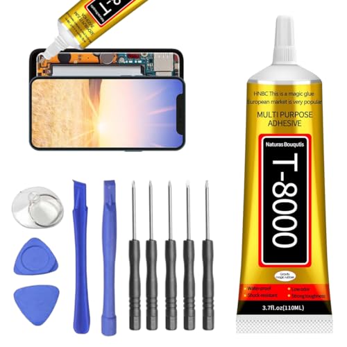 T8000 Handy Display Kleber, Handy Display Kleber Smartphone Glue, T8000, 110 ml Mehrzweckkleber, Bastelkleber Rhinestone Kunststoff Glue, Für Bildschirmreparatur, Keramik, Metall, Stoff, Holz von Eryndis