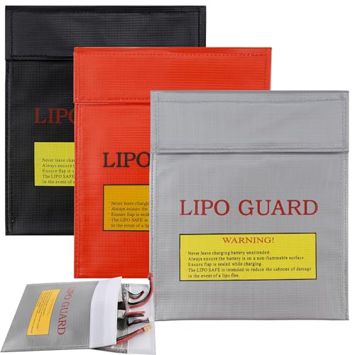 3 Stück Feuerfest Wasserdicht Safe Bag Feuerfeste Akku Tasche Feuerfeste Dokumententasche HüLle Beutel Behälter, Lipo Safety Guard, Explosionsgeschützte Batterie, Explosionsgeschütze (3 Stück) von Erzekrim