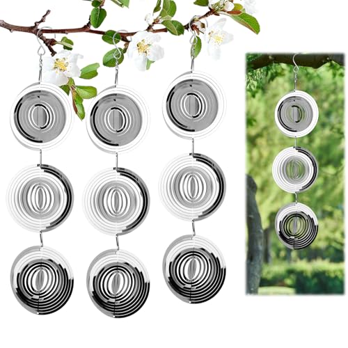 3D Windspiel aus Edelstahl zur Taubenabwehr, Reflektierende Vogelabwehr, Dekorative Abschreckung für Balkon, Garten & Teich (Silber) von Erzekrim