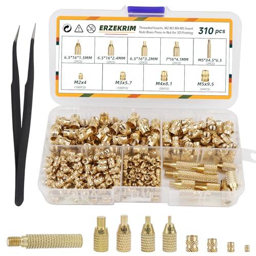 Erzekrim 310 Stück Gewindeeinsatz Einschmelzgewinde Messing Gewindeeinsätze M2 M3 M4 M5 Einschmelzhilfen Set Mit Sortierbox für Kunststoffteile Durch Einschmelzen in 3D-Druck-Teile (Gelb) Erzekrim 310 Stück Gewindeeinsatz Einschmelzgewinde Messing Gewindeeinsätze M2 M3 M4 M5 Einschmelzhilfen Set Mit Sortierbox für Kunststoffteile Durch Einschmelzen in 3D-Druck-Teile (Gelb) von Erzekrim