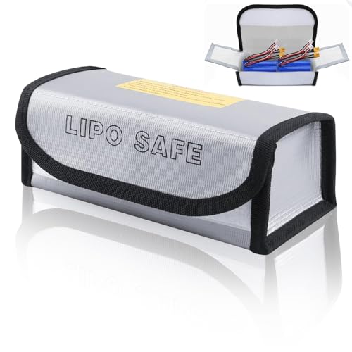 Erzekrim Akku Tasche Lipo Safe Bag Lipo Batterie Tasche Für Akkus Lipo Akku Aufbewahrungsbox Feuerfest Lipo Batterie Tasche Klettverschluss Feuerbeständige Sicherheit Schutztasche Silber (1 Stück) von Erzekrim