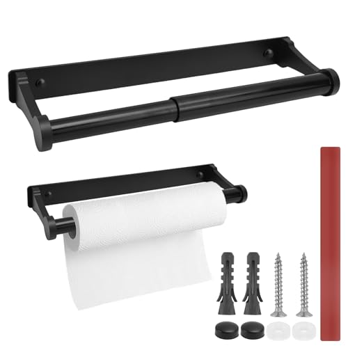 Erzekrim Küchenrollenhalter Ohne Bohren Aluminiumlegierung Küchenpapierhalter Selbstklebend Toilettenpapierhalter Papierrollenhalter Wandmontage für Küche Badezimmer Wohnzimmer (Schwarz) von Erzekrim