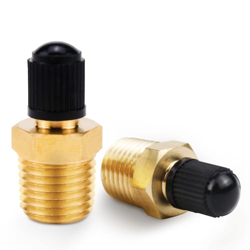 Erzekrim 1/4" NPT Messing Luchtcompressor 2 Stück 1/4 Zoll Messing Reifen Luftkompressor Luftventil Prüfventil Autoventil Tank Füllventile Reifenventil 1/4" Adapter Felgenventile für Auto PKW LKW von Erzekrim