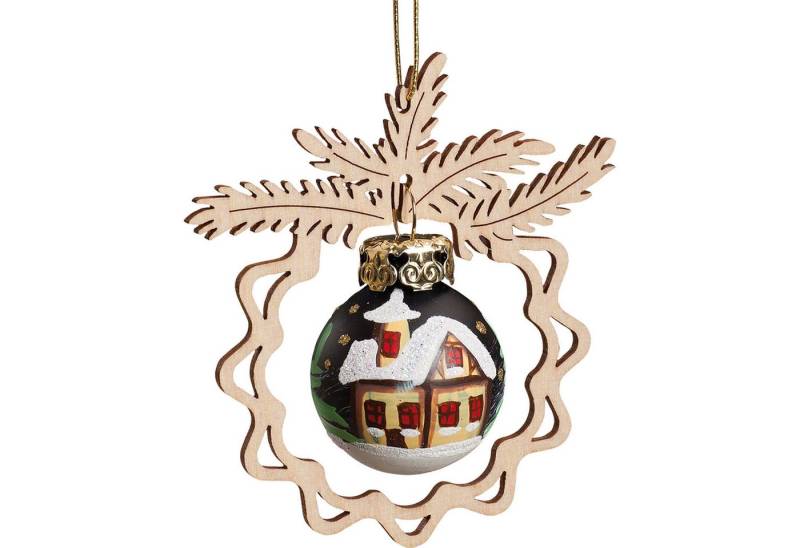 Erzgebirge-Palast Dekohänger Christbaumschmuck Glaskugel in Zweig - Stille Nacht (8cm) von Saico Se von Erzgebirge-Palast
